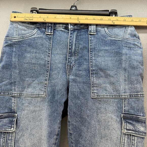 Kancan Jeans Women's 9/28 Blue Stone Washed Avery Straight Cargo Patch Pockets - Picture 10 of 14